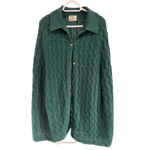 Vintage Sturbridge Cable Knit Sleeveless Sweater Button Front Green